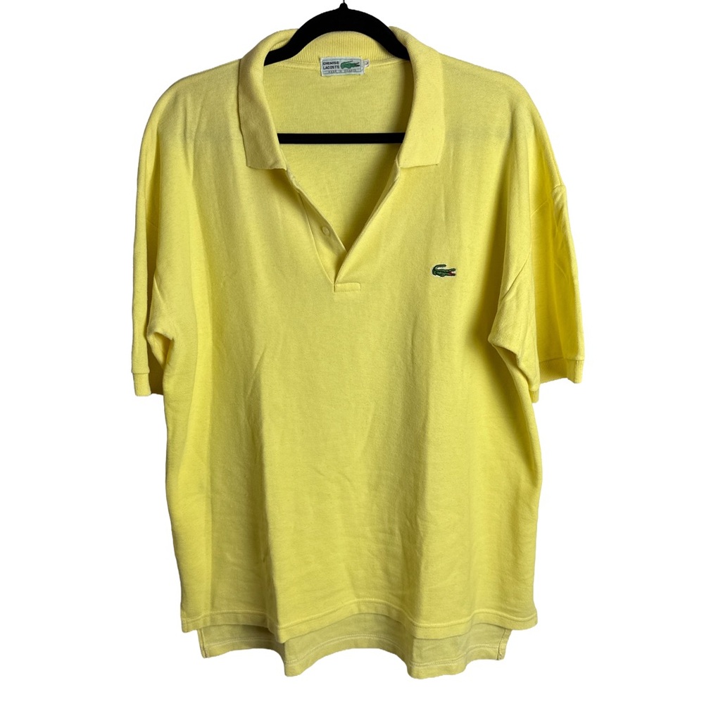 Vintage Lacoste Yellow Polo Shirt Made in France Crocodile Logo Men’s Size L